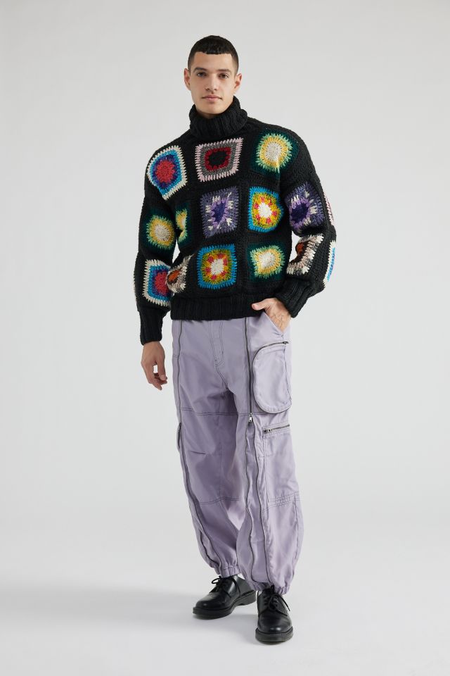 Monitaly Chamula Granny Square Crochet Turtleneck Sweater #2