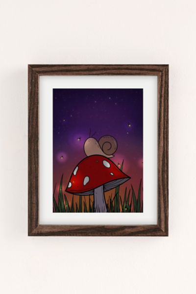 Urban Outfitters Plantspace Mushroom Snail Art Print In Brown At