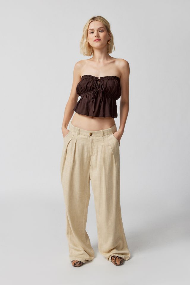 Urban Renewal Made In LA Linen Tie Front Tube Top #1