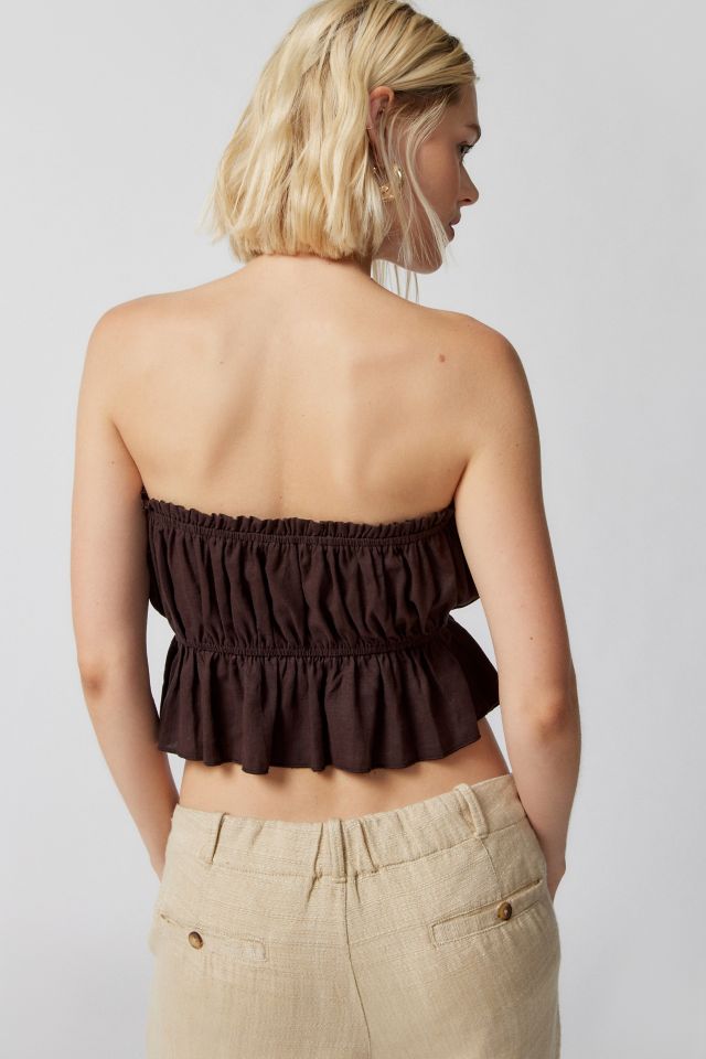 Urban Renewal Made In LA Linen Tie Front Tube Top #2