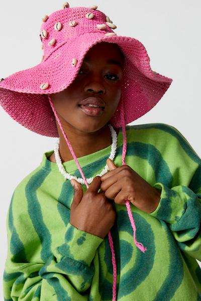 Urban outfitters Callie crochet cowboy hat new one size green shells urban outfitters Callie Crochet Cowboy Hat In Green | eBay main image 3