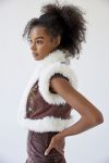 UO Carver Faux Fur Trim Embroidered Vest