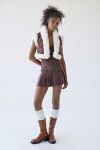 UO Carver Faux Fur Trim Embroidered Vest