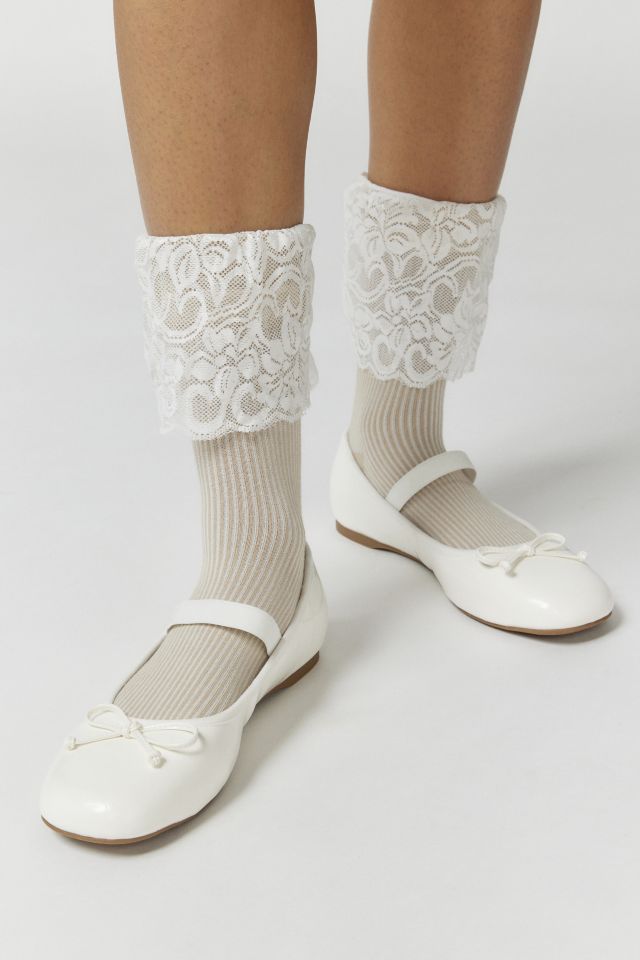 MeMoi Lace Slant Crew Sock #1