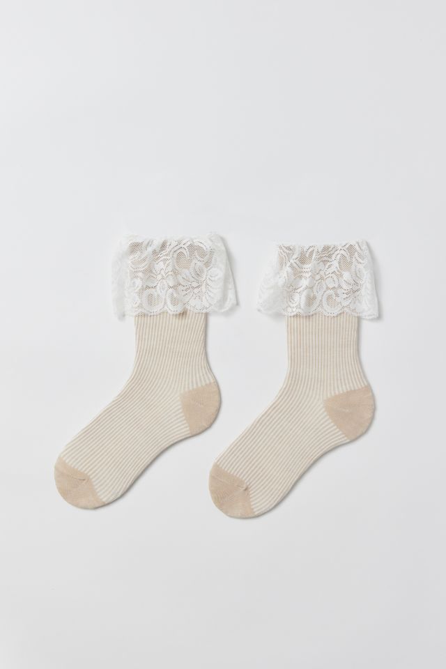 MeMoi Lace Slant Crew Sock #2