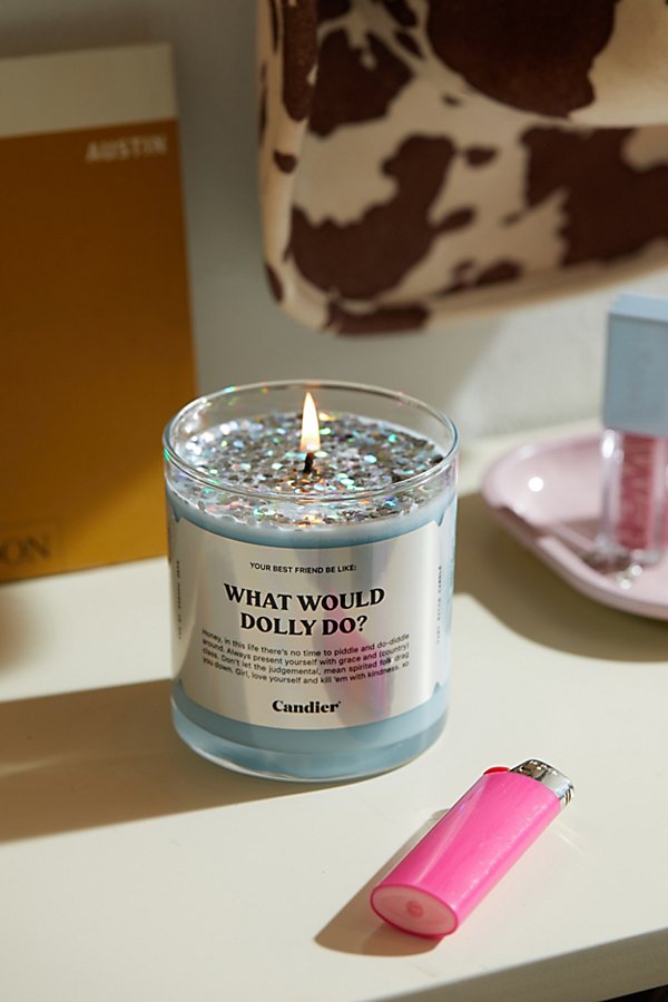 Candier What Would Dolly Do Candle In Light Blue