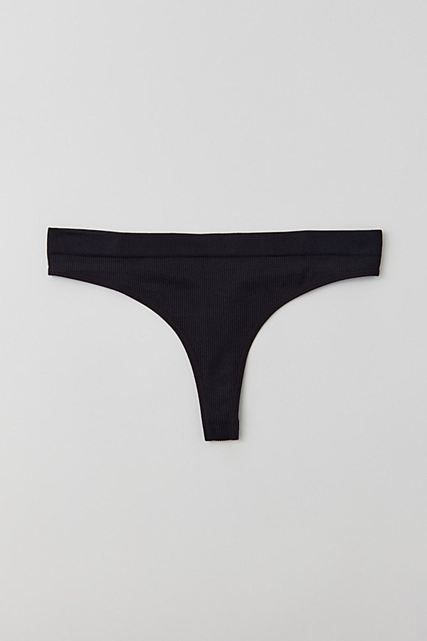 Out From Under Seamless Ribbed Thong In Black, Women's At Urban Outfitters