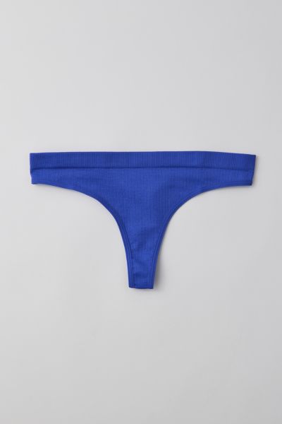 Out From Under Seamless Ribbed Thong In Royal Blue