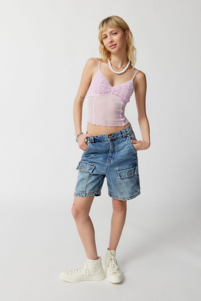 UO Chelsea Semi-Sheer Lace & Mesh Cami #1