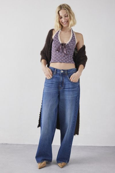 BDG JAYA BAGGY BOYFRIEND JEAN IN MID INDIGO, WOMEN'S AT URBAN OUTFITTERS 