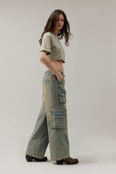 Skinny Stretch Contrast Stitch Cargo Jeans