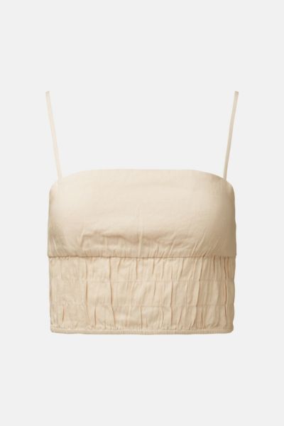 Onia Air Linen Smocked Tank In Sand