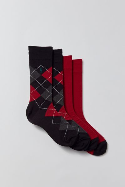 Polo Ralph Lauren Argyle Crew Sock 2-pack In Red, Men's At Urban Outfitters