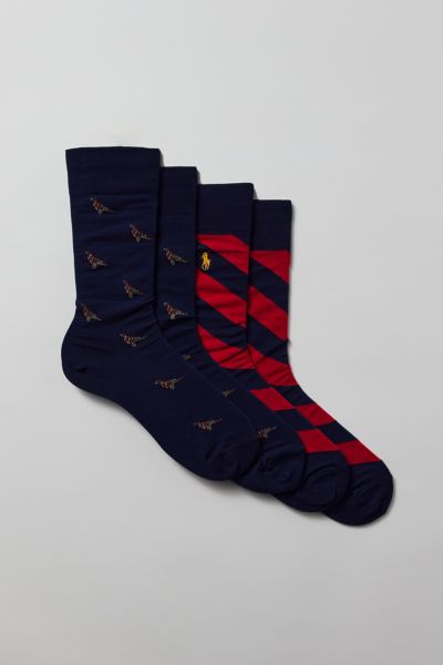 Polo Ralph Lauren Pheasant & Stripe Crew Sock 2-pack In Navy, Men's At Urban Outfitters