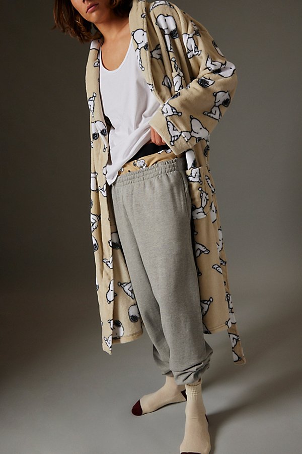 Urban Outfitters Snoopy Pattern Robe In Khaki