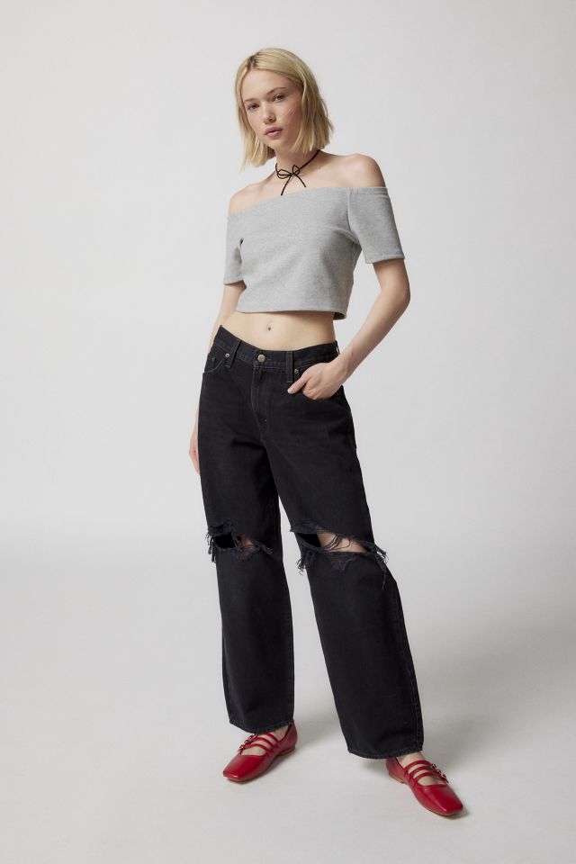 【ROUGHNECK】25ss ROUGH BABY Off-Shoulder Top Abby Off-the-Shoulder Top | GUESS