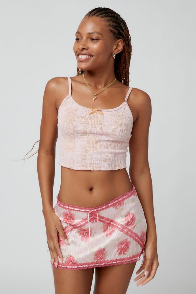 Urban Renewal Remnants Textured Knit Bow Cami Top | Urban Outfitters