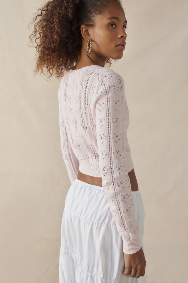 LoveShackFancy Petra Pointelle Heart Cardigan #3