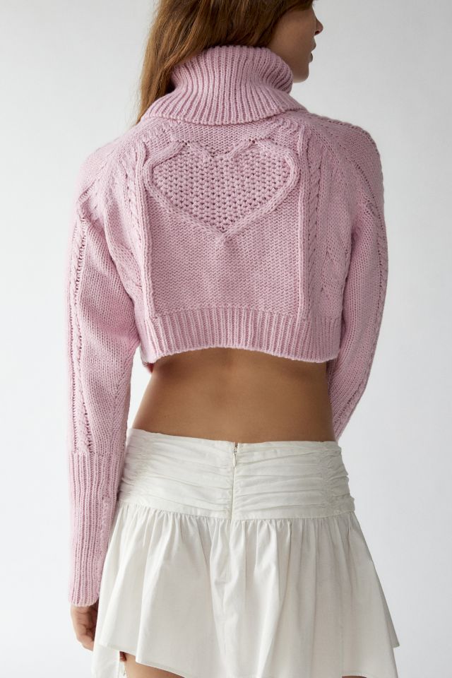 For Love & Lemons June Cropped Sweater in Pink