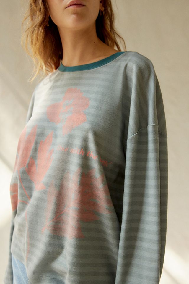 One With The Earth Striped Long Sleeve Tee | Urban Outfitters