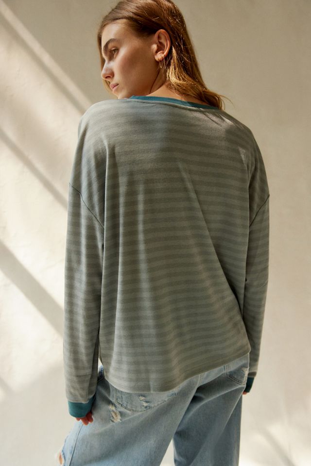 One With The Earth Striped Long Sleeve Tee | Urban Outfitters