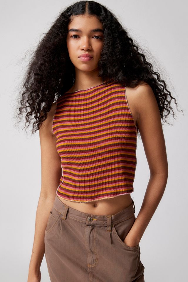 Urban Renewal Remade Lettuce- Edge Stripe Tank Top | Urban Outfitters