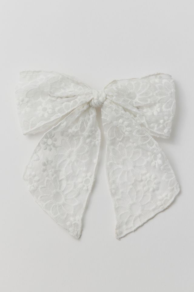 Embroidered Floral Hair Bow Barrette #1
