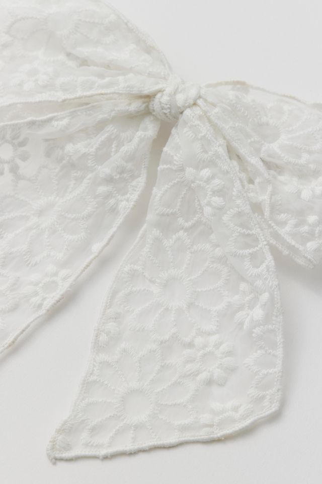 Embroidered Floral Hair Bow Barrette #2