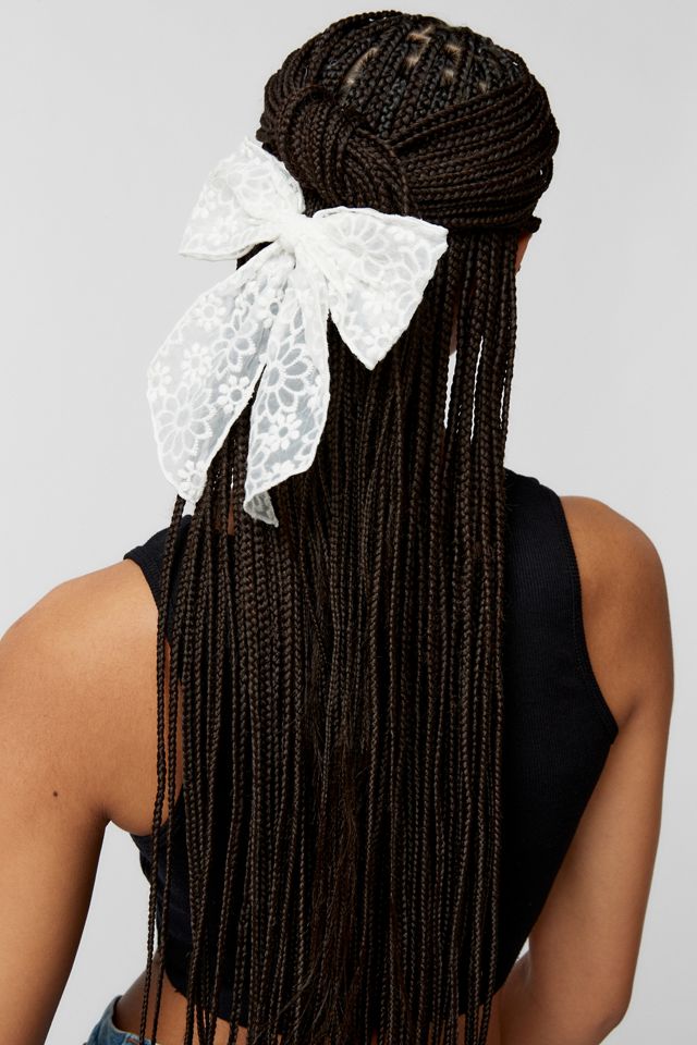 Embroidered Floral Hair Bow Barrette #3