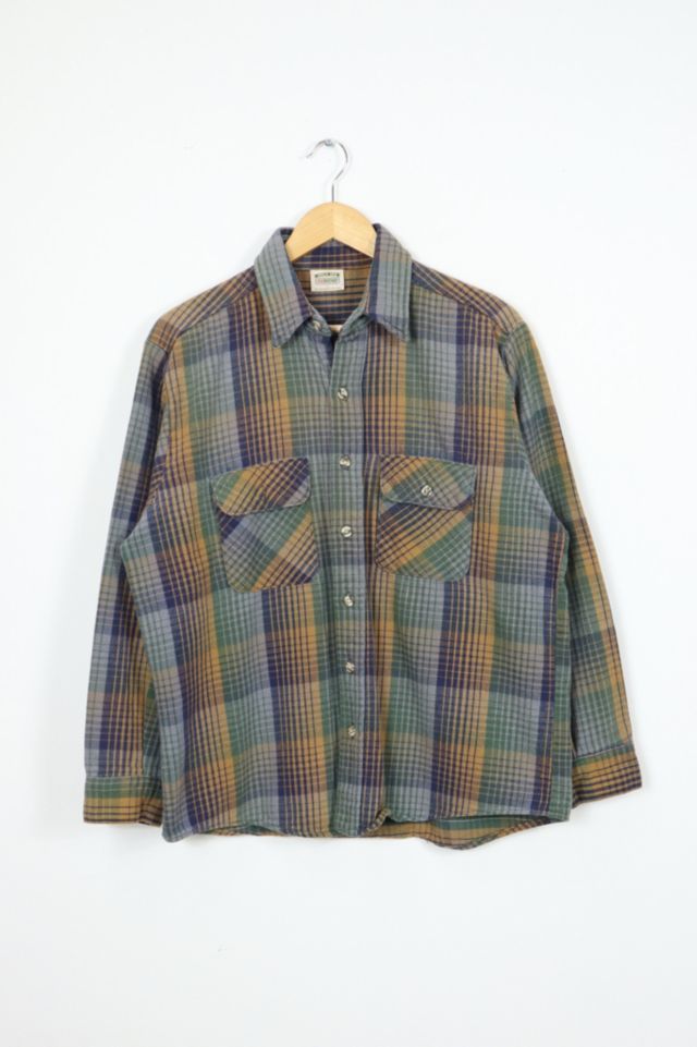 Vintage Heavyweight Green Plaid Button-Down Shirt | Urban Outfitters