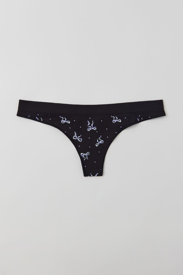 Stretch Cotton Logo Thong Panty