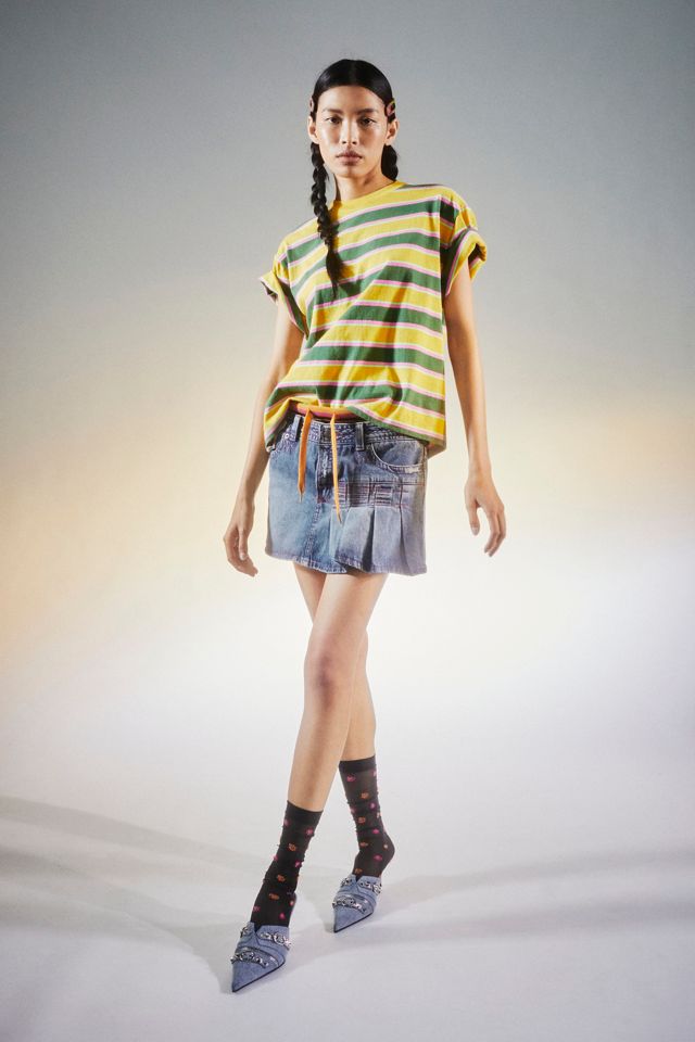 Jaded London Side-Pleated Denim Mini Skirt | Urban Outfitters