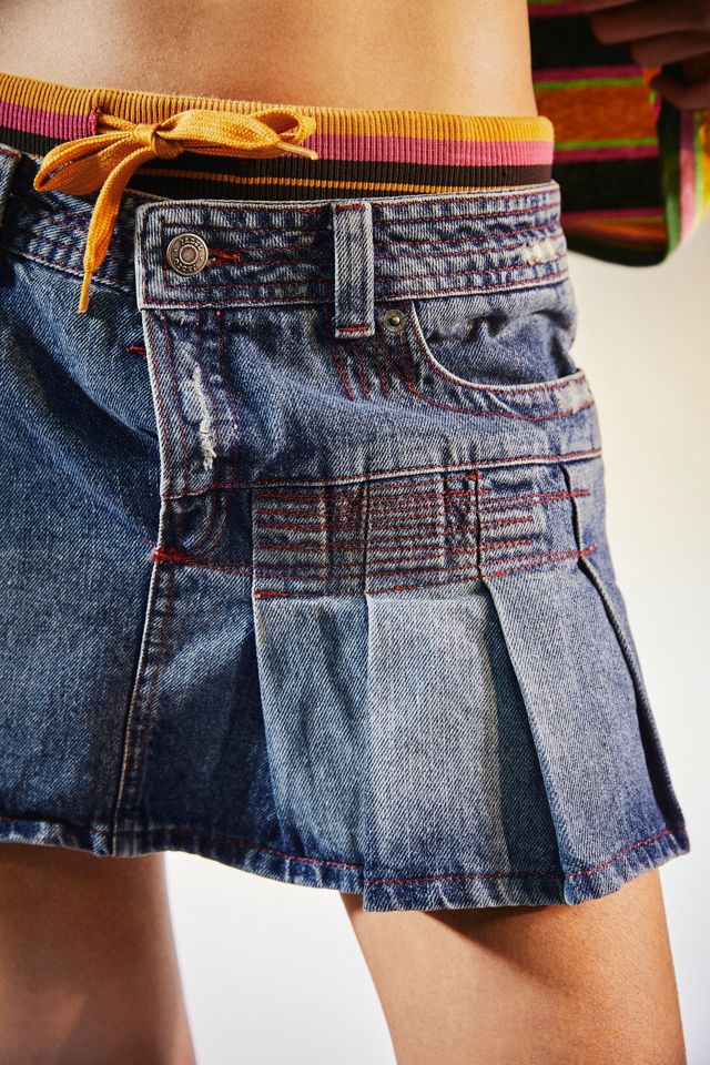 Jaded London Side-Pleated Denim Mini Skirt | Urban Outfitters Canada