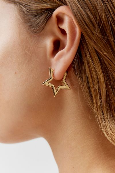 Urban Outfitters Star Hoop Earring In Gold