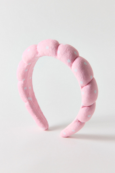 Spa Day Bubble Headband in Pink Dot at Urban Outfitters