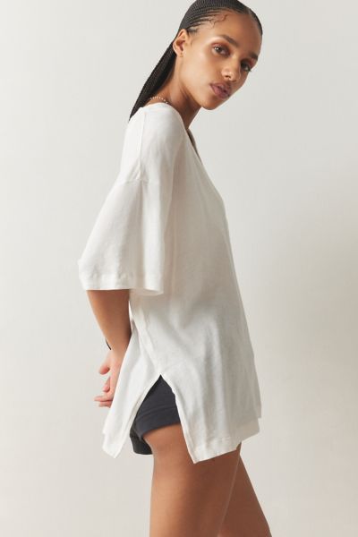 Shop Out From Under Jamie Slouchy V-neck Tee In White, Women's At Urban Outfitters