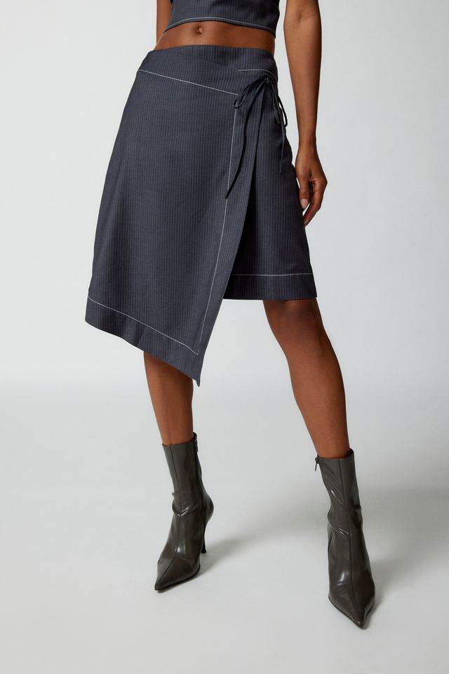 Hosbjerg Larissa Asymmetrical Pinstripe Skirt Urban Outfitters