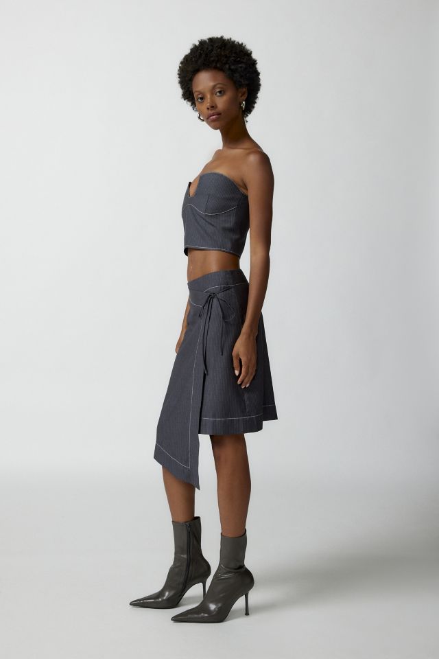 Hosbjerg Larissa Asymmetrical Pinstripe Skirt | Urban Outfitters