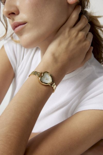 Urban Outfitters Heart Linked Watch In Gold