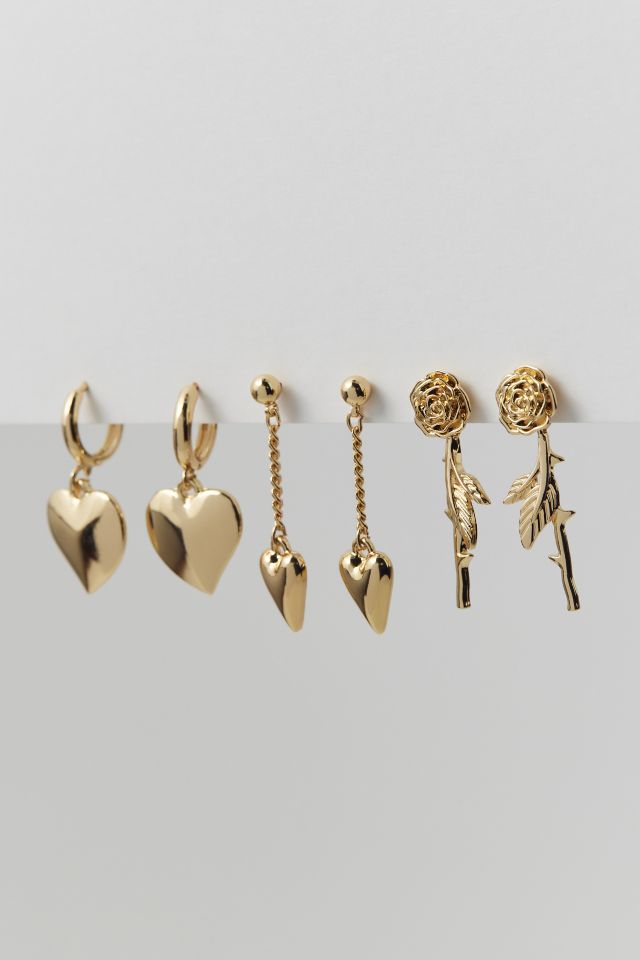 Ensemble de Boucles d'Oreilles Rosette & Cœur #2