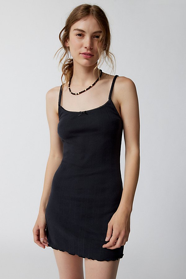 Out From Under Dede Pointelle Mini Dress In Black