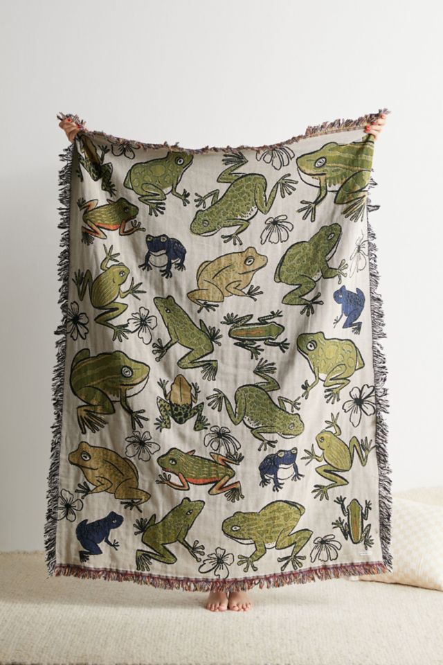 Calhoun & Co. Frogs Tapestry Throw Blanket | Urban Outfitters