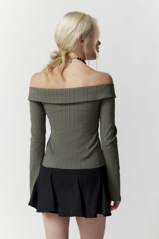 UO Bardot Collared Off-The-Shoulder Top #3