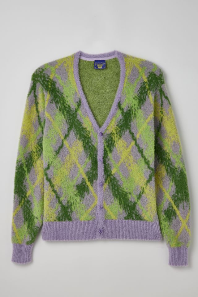Coney Island Picnic Grass Plaid Fuzzy Cardigan