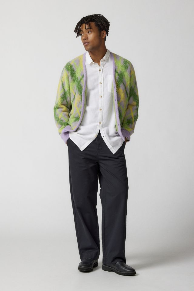 Coney Island Picnic Grass Plaid Fuzzy Cardigan #1