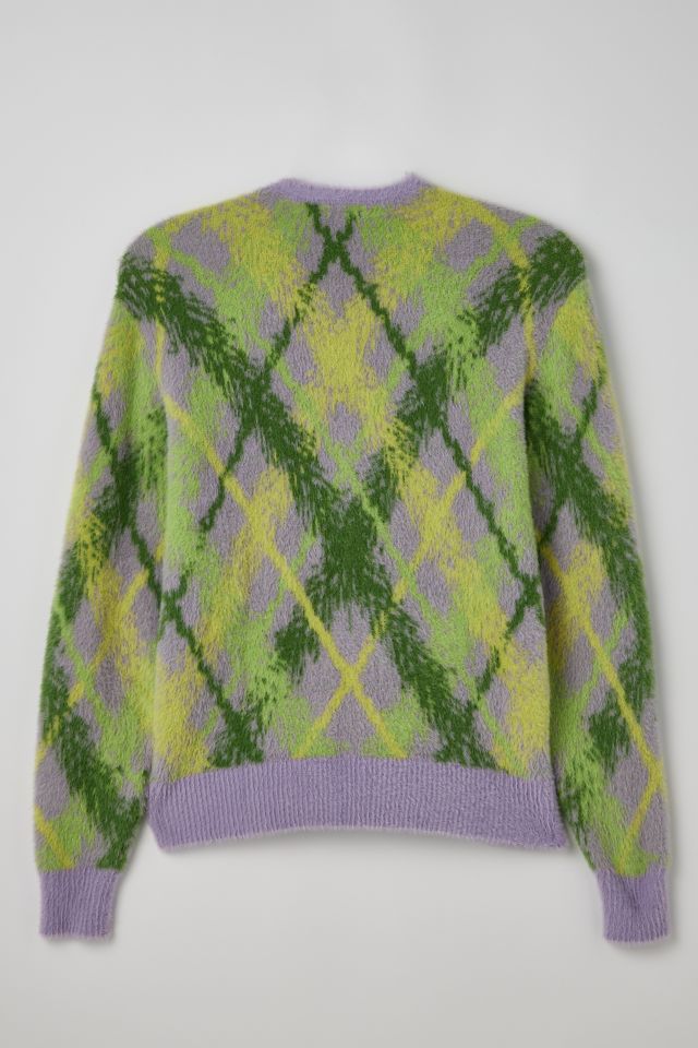 Coney Island Picnic Grass Plaid Fuzzy Cardigan #2