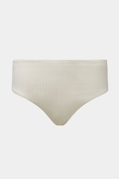 Onia Ribbed High-waisted Bikini Bottom In Off-white