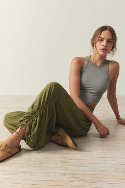 Shop Out From Under Ryan Balloon Drapey Jogger Pant In Chartreuse, Women's At Urban Outfitters