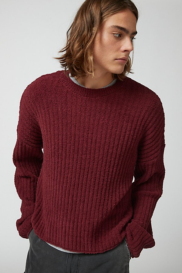 Bdg Waterloo Ribbed Crew Neck Sweater In Maroon, Men's At Urban Outfitters
