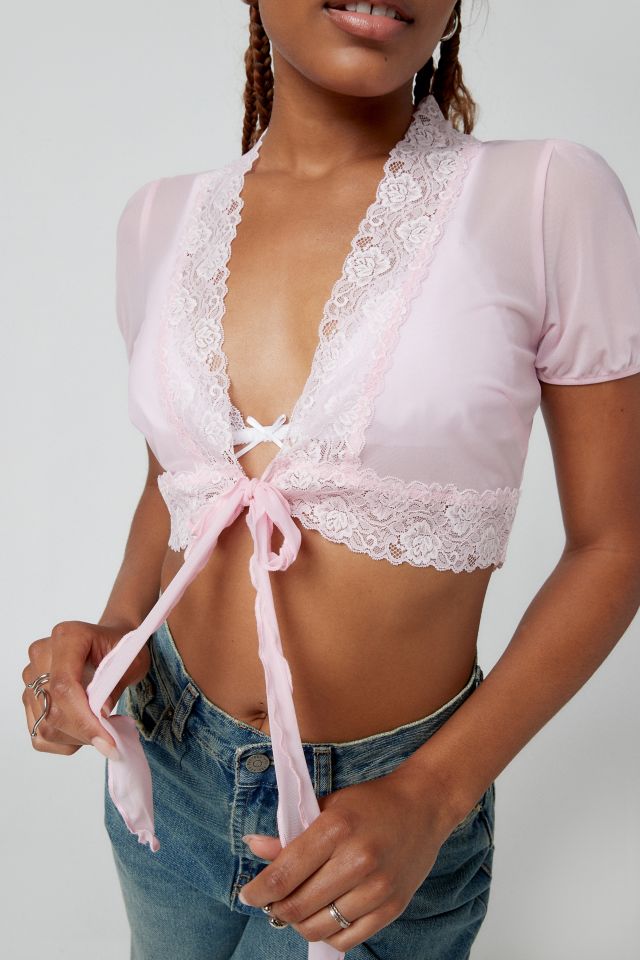 Kimchi Blue Arabesque Lace Tie-Front Top #3